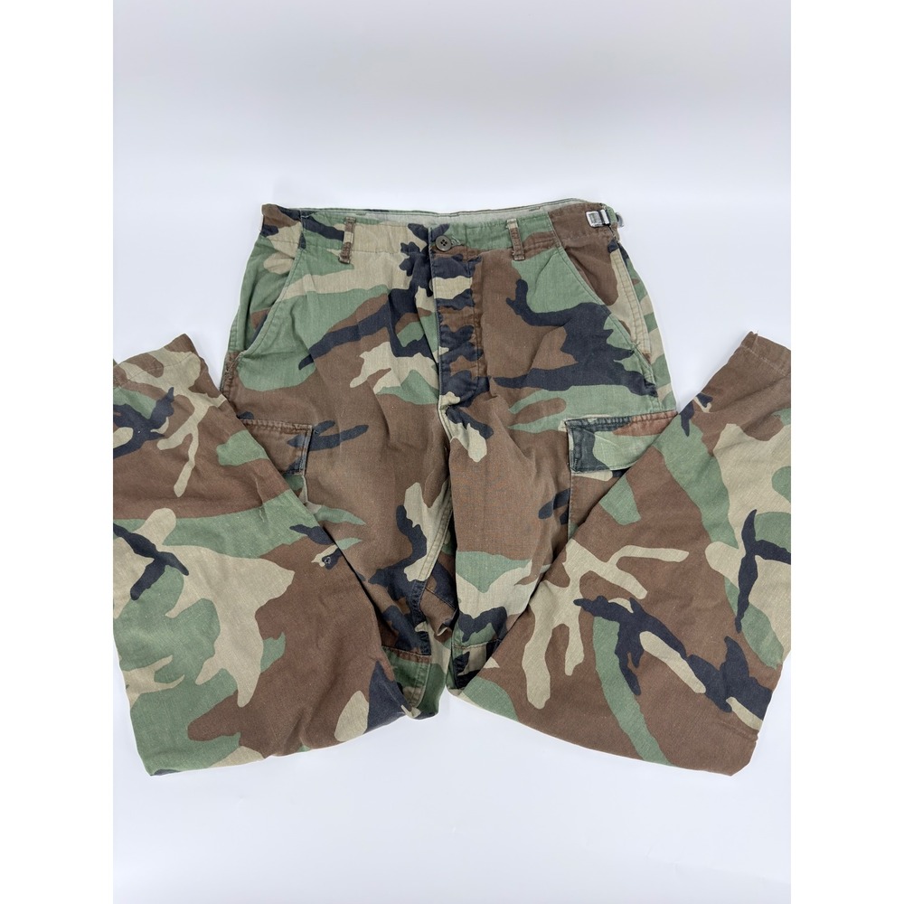 Military Surplus Cargo Pants Woodland Camo 90s Vintage Mens Small Regular Green